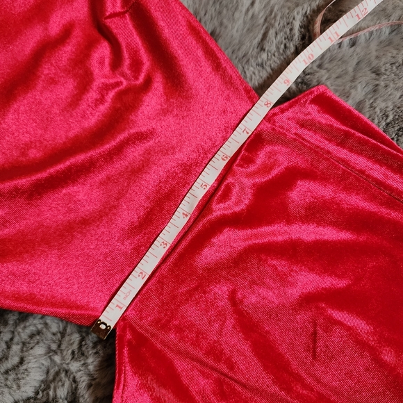 H&M Red Velour Long Sleeve Maxi Dress with Slit and Open Back Size XS - Picture 5 of 9